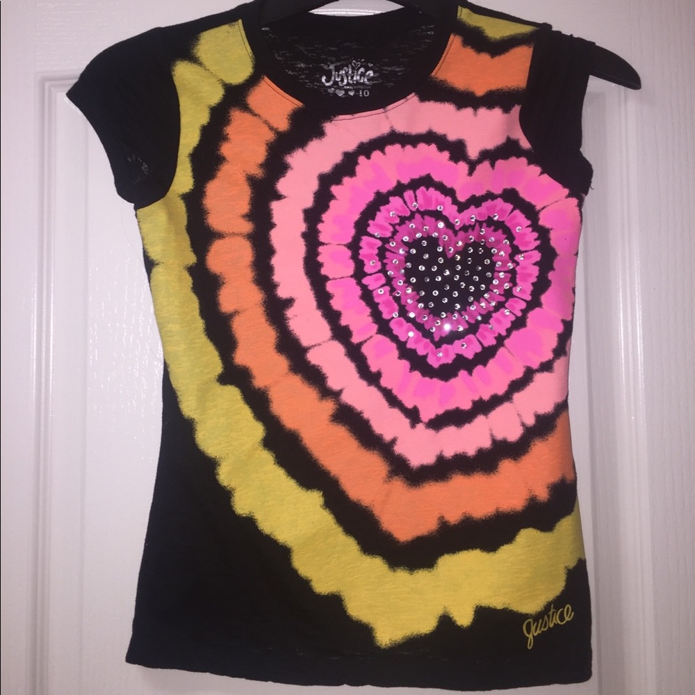 💲SOLD💲Size 10 Justice multi-colored heart shirt